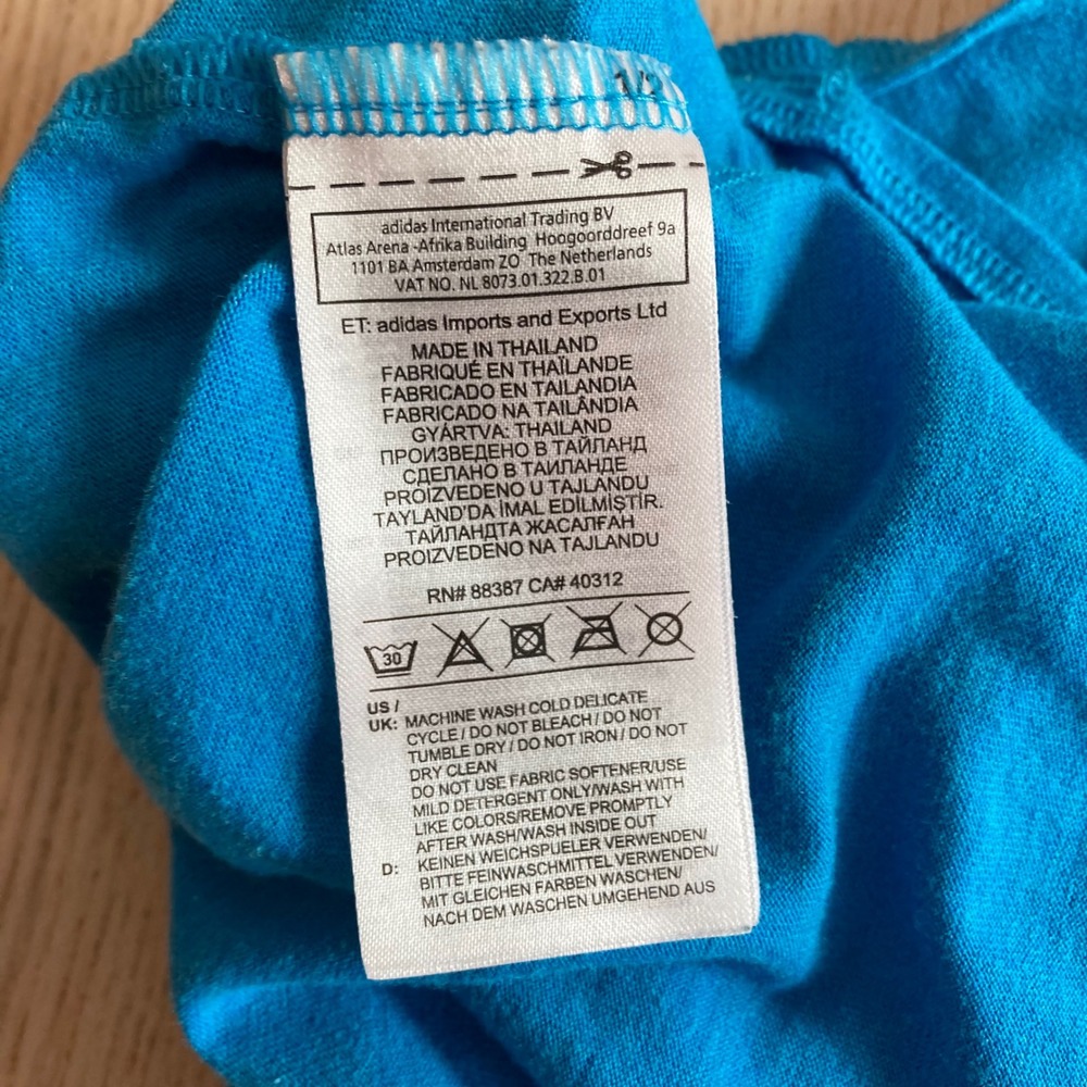 Adidas Tank Top Women Large Blue Graphic Logo Racerback Open Back Activewear - Picture 5 of 7